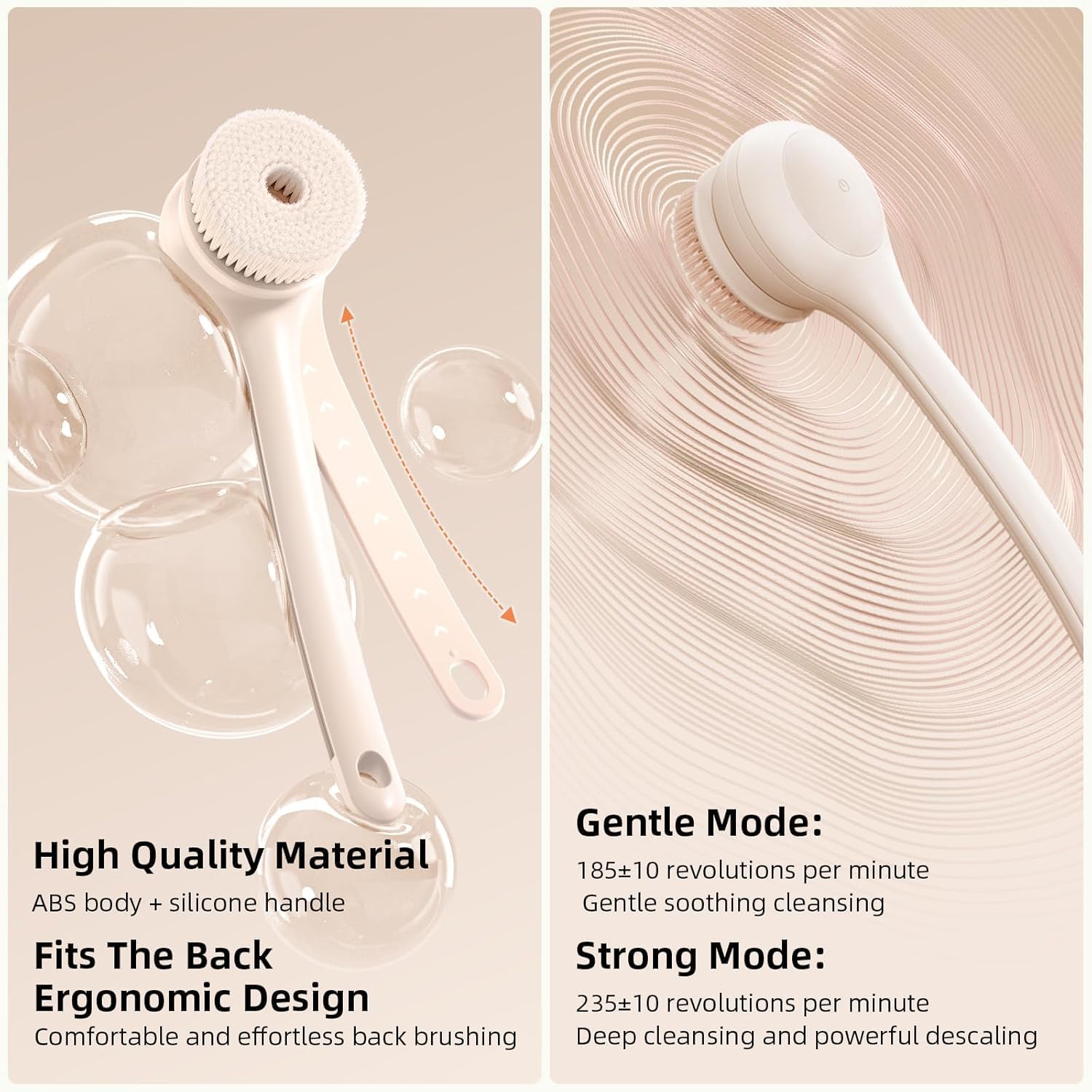 4-in-1 Electric Bath Brush Body Back Scrubber Waterproof Exfoliating Massage Spa USB Rechargeable Soft Bristles SG Stock